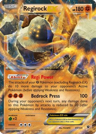 Regirock EX 043/124 - Holofoil XY Fates Collide - Ultra Rare