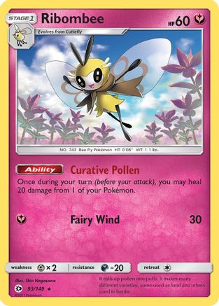 Ribombee 093 - Reverse Holofoil SM Base Set - Holo Rare
