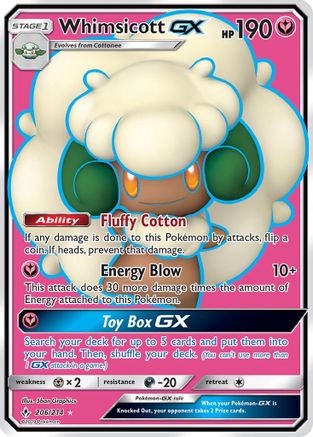 Whimsicott GX (Full Art) 206/214 - Holofoil SM Unbroken Bonds - Ultra Rare