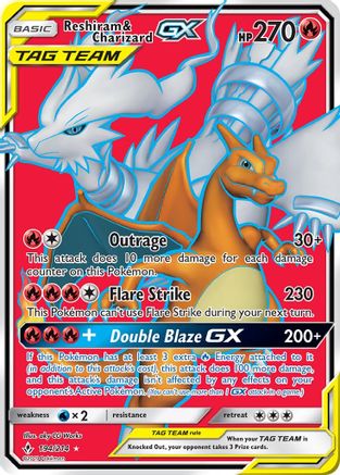 Reshiram & Charizard GX (Full Art) 194/214 - Holofoil SM Unbroken Bonds - Ultra Rare