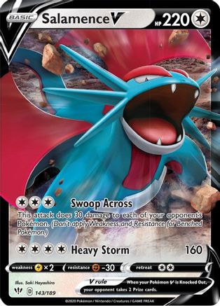 Salamence V 143/189 - Holofoil SWSH03 Darkness Ablaze - Ultra Rare