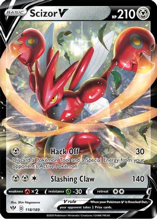 Scizor V 118/189 - Holofoil SWSH03 Darkness Ablaze - Ultra Rare