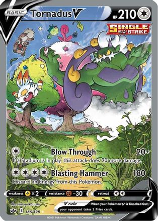 Tornadus V (Alternate Full Art) 185/198 - Holofoil SWSH06 Chilling Reign - Ultra Rare
