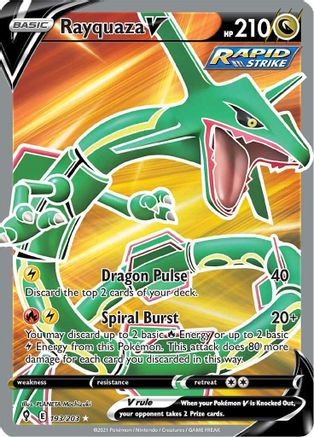 Rayquaza V (Full Art) 193/203 - Holofoil SWSH07 Evolving Skies - Ultra Rare