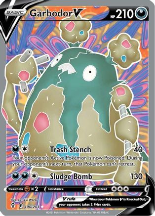 Garbodor V (Full Art) 190/203 - Holofoil SWSH07 Evolving Skies - Ultra Rare