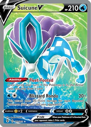 Suicune V (Full Art) 173/203 - Holofoil SWSH07 Evolving Skies - Ultra Rare