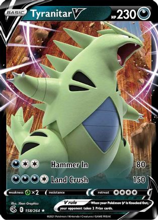 Tyranitar V 158/264 - Holofoil SWSH08 Fusion Strike - Ultra Rare