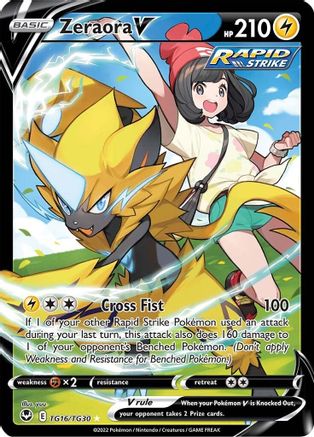 Zeraora V TG16/TG30 - Holofoil SWSH12 Silver Tempest Trainer Gallery - Ultra Rare