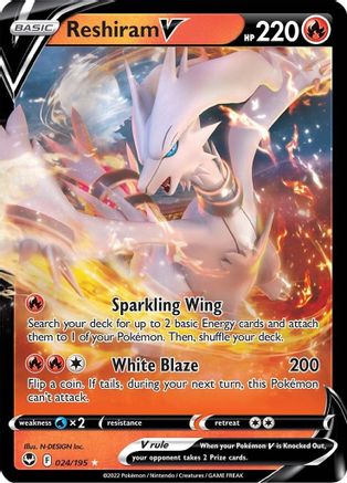 Reshiram V 024/195 - Holofoil SWSH12 Silver Tempest - Ultra Rare