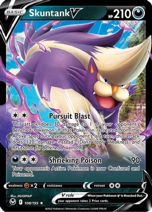 Skuntank V 108/195 - Holofoil SWSH12 Silver Tempest - Ultra Rare