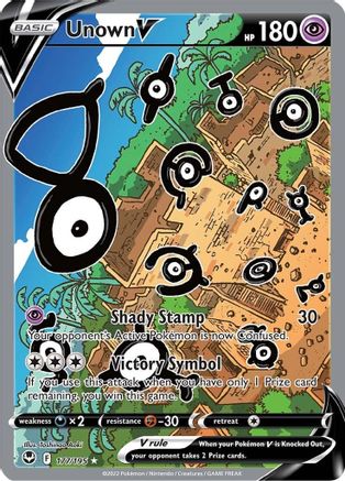 Unown V (Alternate Full Art) 177/195 - Holofoil SWSH12 Silver Tempest - Ultra Rare