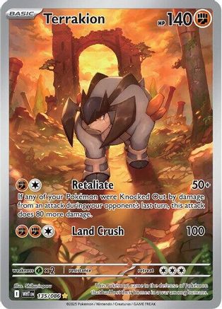 Terrakion 135/086 - Holofoil SV White Flare - Illustration Rare