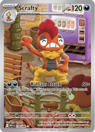 Scrafty 139/086 - Holofoil SV White Flare - Illustration Rare