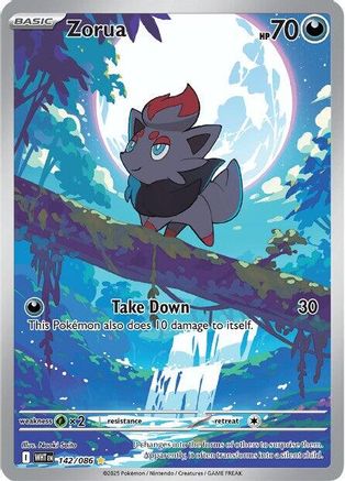 Zorua 142/086 - Holofoil SV White Flare - Illustration Rare