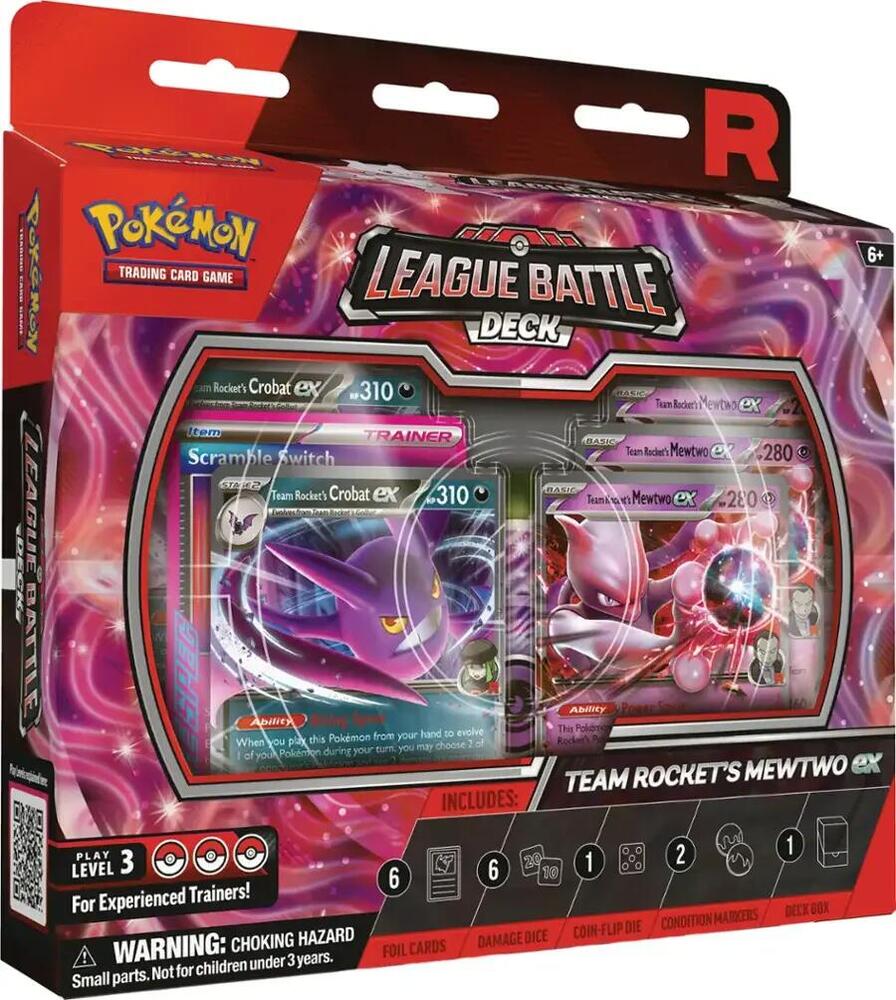 Pokémon League Battle Deck box featuring Team Rocket’s Mewtwo ex and Crobat ex cards