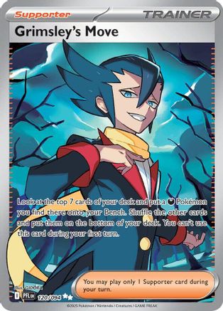 Grimsley's Move Pokemon card featuring Grimsley character with bold pose and dynamic background