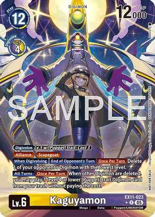 Kaguyamon Digimon trading card with colorful character artwork and game stats