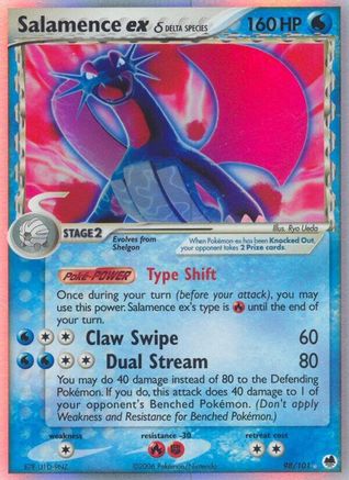 Salamence ex (Delta Species) 098 - Holofoil Dragon Frontiers - Ultra Rare