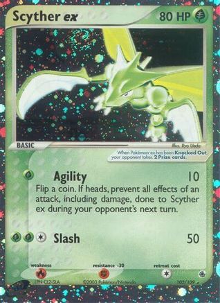 Scyther ex 102/109 - Holofoil Ruby and Sapphire - Ultra Rare