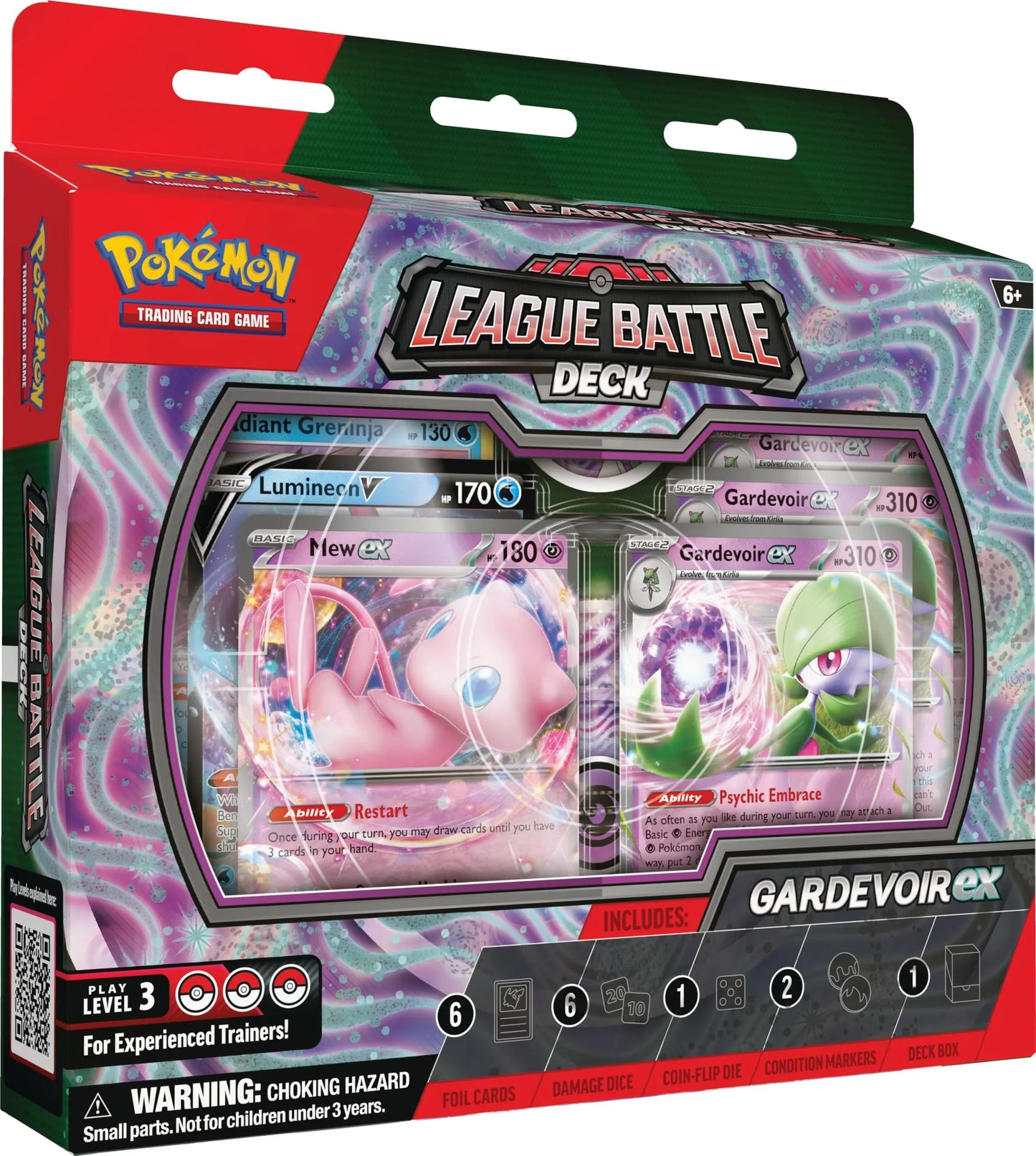 Pokemon League Battle Deck Gardevoir ex box featuring foil cards of Mew ex and Gardevoir ex