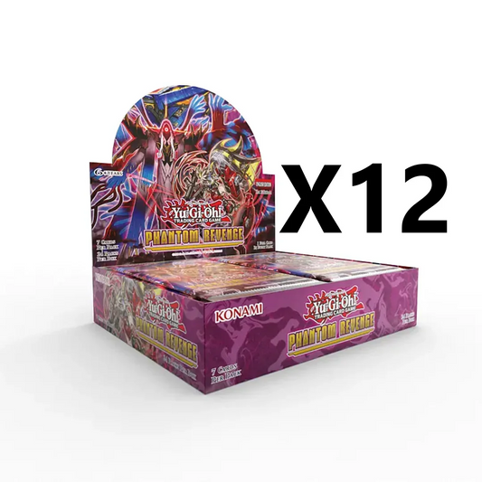 Yu-Gi-Oh! Phantom Revenge booster box display, 12 packs for trading card game collectors.