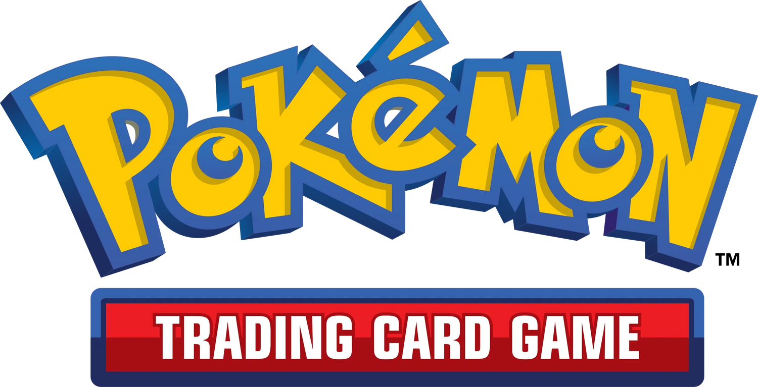 Pokémon Trading Card Game logo with bold yellow text and red banner, collectible card game