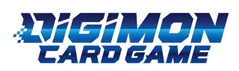 Digimon Trading Card Game blue logo with digital pixel accents on transparent background