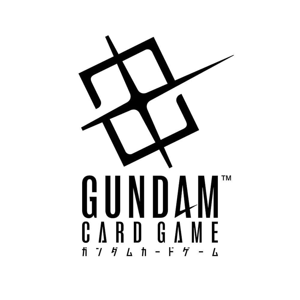 Gundam Card Game logo with geometric symbol and bold text, trading card game branding