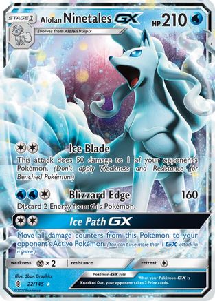 Alolan Ninetales GX 022/145  - Holofoil SM  Guardians Rising - Ultra Rare
