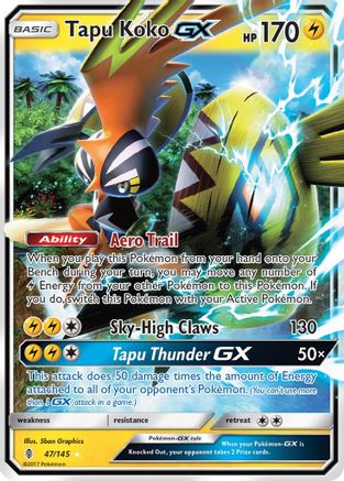 Tapu Koko GX 047/145  - Holofoil SM  Guardians Rising - Ultra Rare