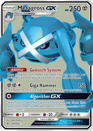 Metagross GX (Full Art) 139/145  - Holofoil SM  Guardians Rising - Ultra Rare