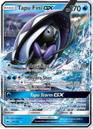 Tapu Fini GX 039/147  - Holofoil SM  Burning Shadows - Ultra Rare