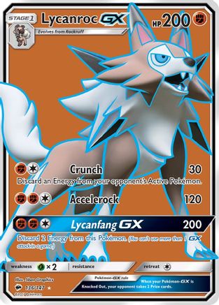 Lycanroc GX (Full Art) 136/147  - Holofoil SM  Burning Shadows - Ultra Rare