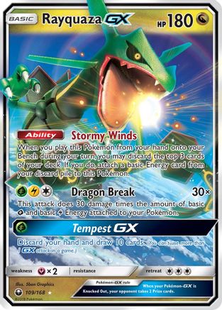 Rayquaza GX 109/168  - Holofoil SM  Celestial Storm - Ultra Rare