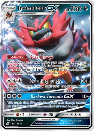 Incineroar GX 097/181  - Holofoil SM  Team Up - Ultra Rare
