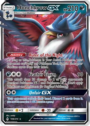 Honchkrow GX 109/214  - Holofoil SM  Unbroken Bonds - Ultra Rare