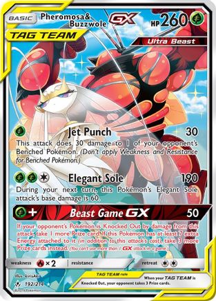 Pheromosa & Buzzwole GX (192) (Alternate Full Art) (192)  192  - Holofoil SM  Unbroken Bonds - Ultra Rare