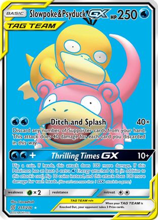 Slowpoke & Psyduck GX (Full Art) 217  - Holofoil SM  Unified Minds - Ultra Rare