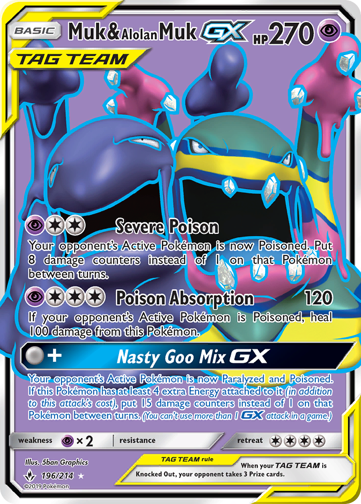 Muk & Alolan Muk GX (196) (Full Art) (196)  196  - Holofoil SM  Unbroken Bonds - Ultra Rare
