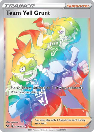 Team Yell Grunt (Secret) 210/202  - Holofoil SWSH01 Sword & Shield Base Set - Secret Rare