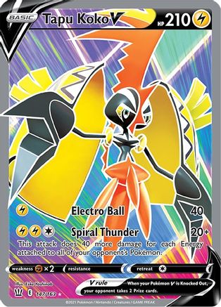 Tapu Koko V (Full Art) 147/163  - Holofoil SWSH05 Battle Styles - Ultra Rare