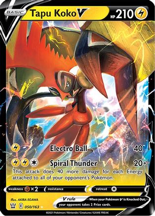 Tapu Koko V 050/163  - Holofoil SWSH05 Battle Styles - Ultra Rare