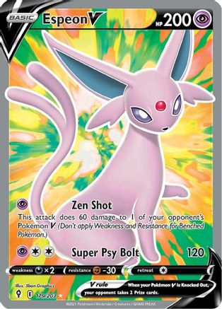 Espeon V (Full Art) 179/203  - Holofoil SWSH07 Evolving Skies - Ultra Rare