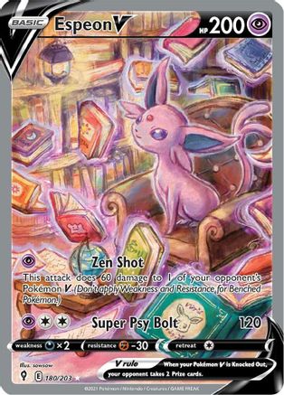Espeon V (Alternate Full Art) 180/203  - Holofoil SWSH07 Evolving Skies - Ultra Rare