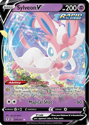 Sylveon V 074/203  - Holofoil SWSH07 Evolving Skies - Ultra Rare
