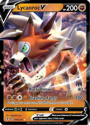 Lycanroc V 091/203  - Holofoil SWSH07 Evolving Skies - Ultra Rare