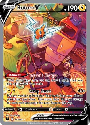 Rotom V (Alternate Full Art) 177/196  - Holofoil SWSH11 Lost Origin - Ultra Rare