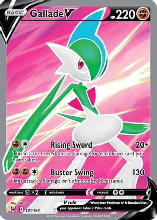 Gallade V (Full Art) 181/196  - Holofoil SWSH11 Lost Origin - Ultra Rare