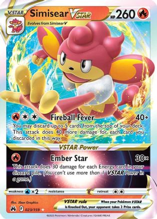 Simisear VSTAR 023/159  - Holofoil Crown Zenith - Ultra Rare
