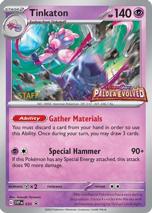 Tinkaton (Prerelease) [Staff] 020  - Holofoil SV Scarlet & Violet Promo Cards - Promo